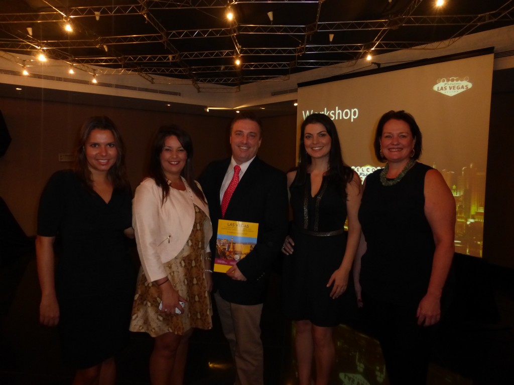 Fernanda Paranhos (CVC), Verônica Cavalcante (JJ Tours), Marcelo Barone (CVC), Julienne Gananian (Papillon) e Silvia Hackmann (Bonotel), no workshop da operadora