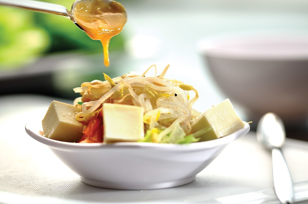 A salada oriental do restaurante